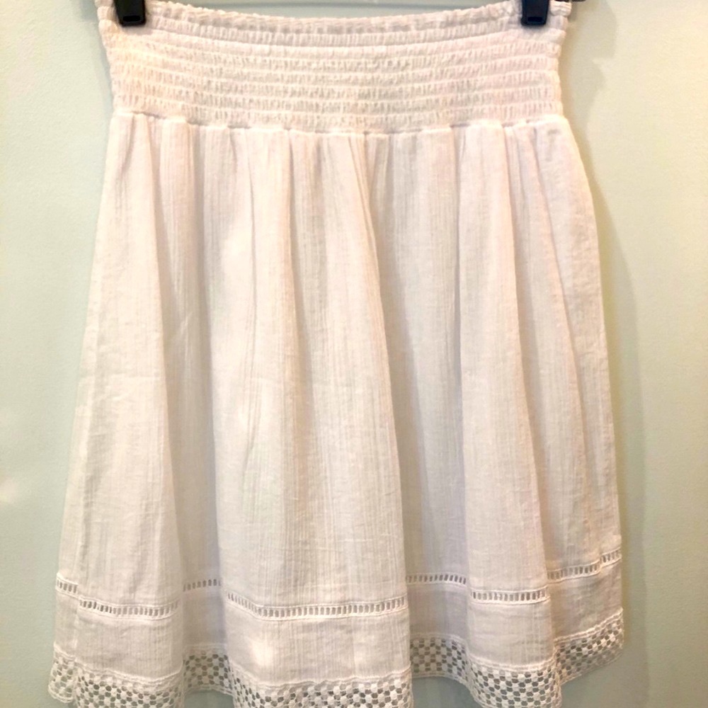 Faded Glory cotton elastic waist skirt white 4-6